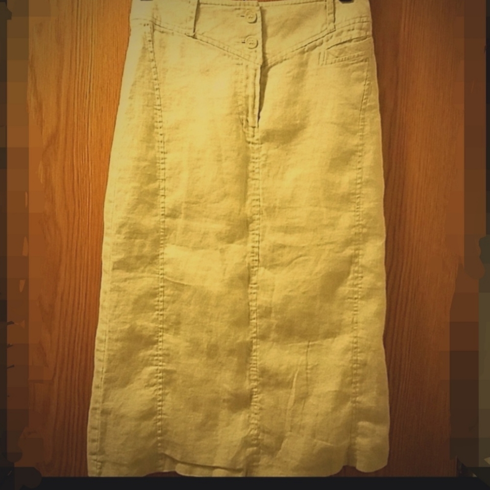 High Waist 'Safari' Linen Pencil Skirt - Picture 4 of 5